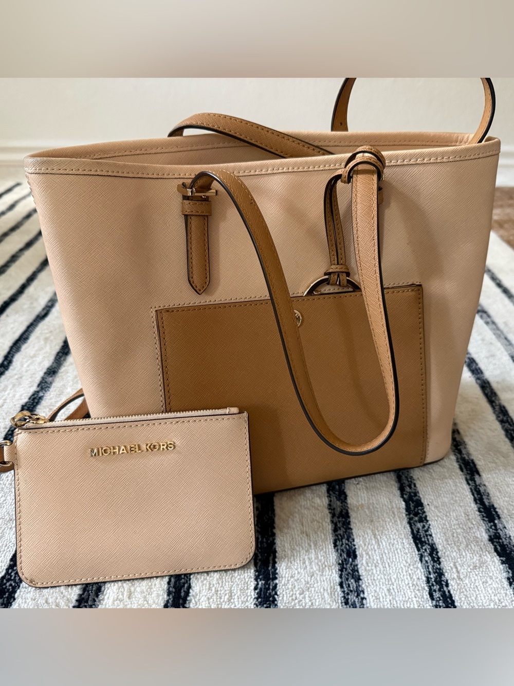 Michael Kors Tan Saffiano Jet Set Leather Tote